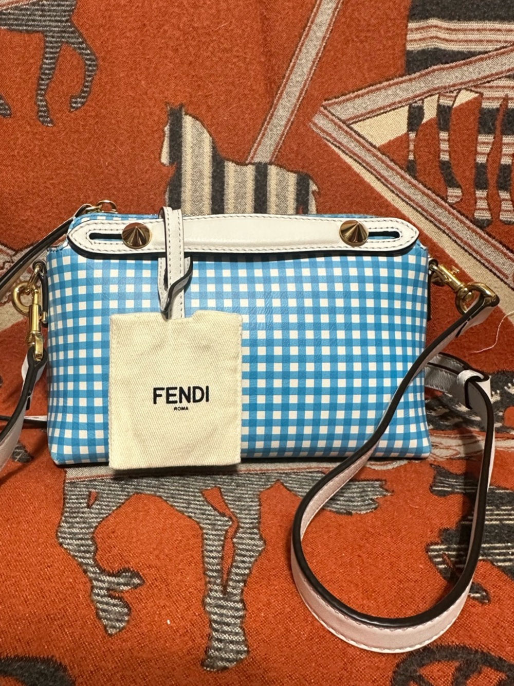 FENDI ❤️🌟BY THE WAY BLUE GINGHAM CROSSBDOY BAG⭐️